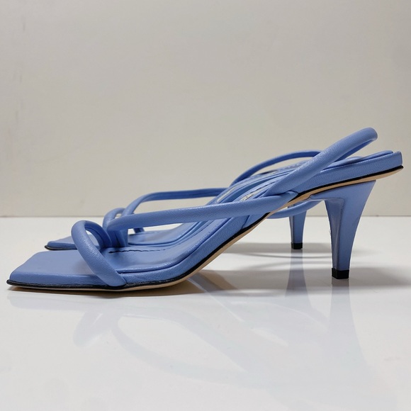 Neil J. Rodgers Janel Blue Italian Nappa Leather Kitten Heel Sandals 55mm Italy - Picture 5 of 11